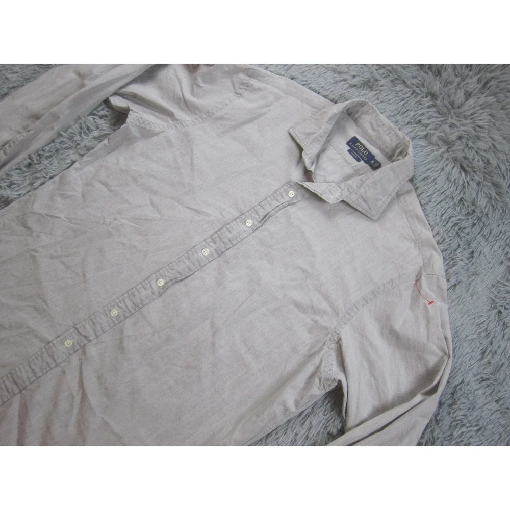 Polo Ralph Lauren Shirt Mens XL Gray Slim Fit 100% Cotton Button‎ Front Casual